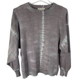 Gilded Intent Women's Size XS Oversize fit Distressed Tie Dyed Long Sleeve Grey